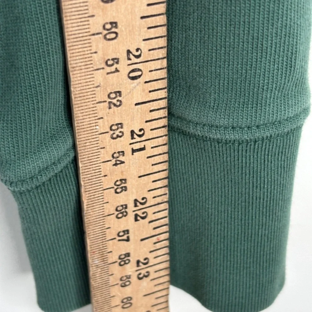J Crew Oarsman 1/4 Zip Sweatshirt M Green Elbow Patch Heritage Old Money Preppy